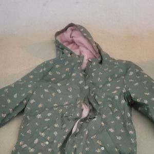Green flower rain coat